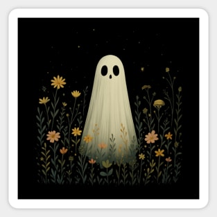 Ghost in Wildflowers, Cute Aesthetic Halloween Sticker